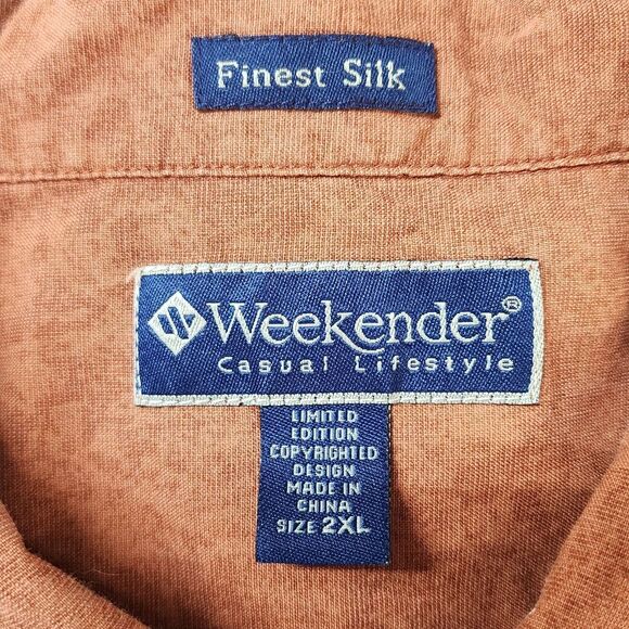 Weekender Silk Blend Hawaiian Shirt Men’s 2XL Brown Palm Leaf Aloha Resort Cruis - Picture 11 of 11